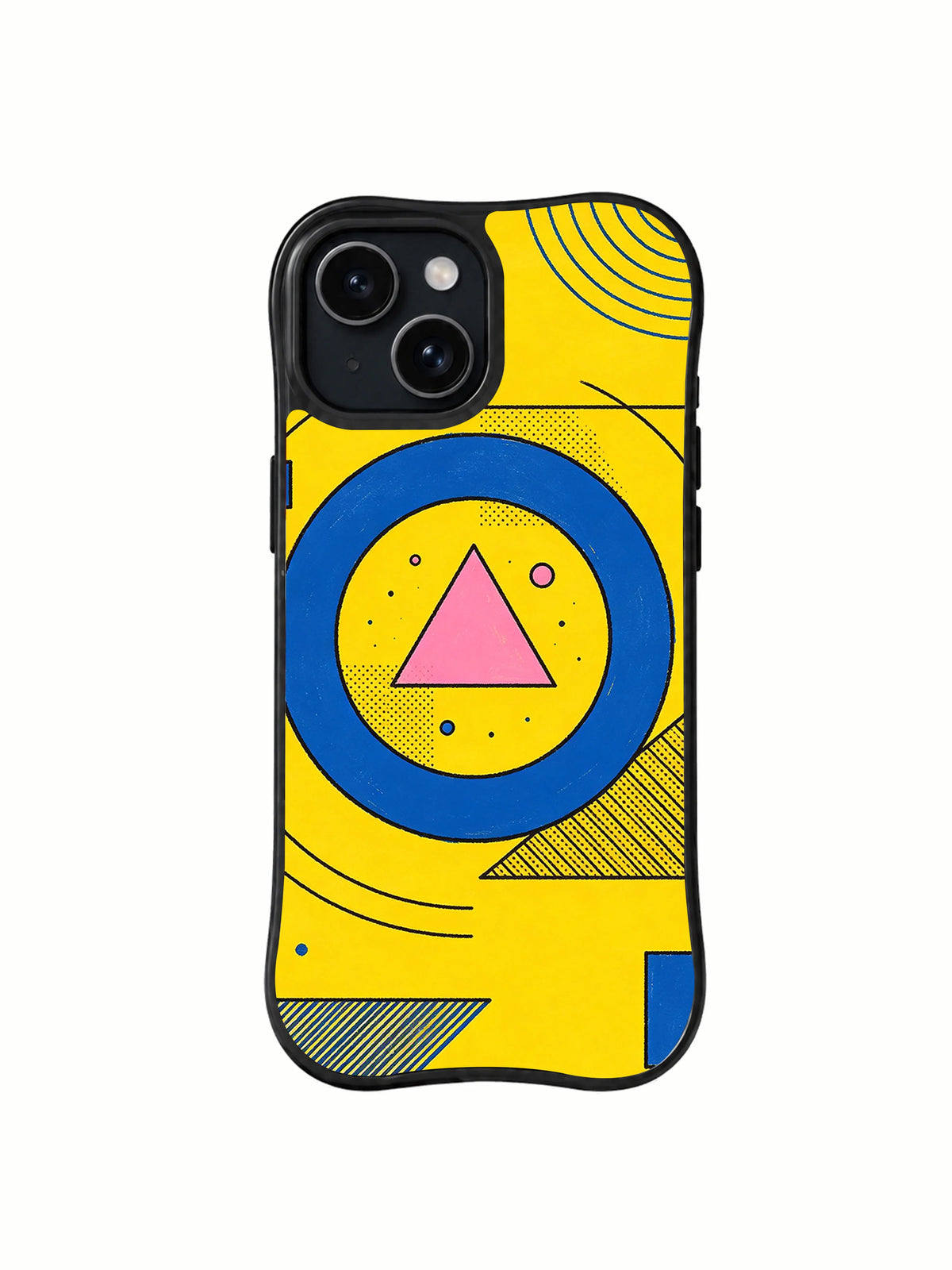 Midnight Study Shapes iPhone 15 case front view