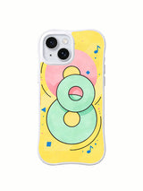 Sweet Orbit Lines iPhone 15 case front view with pastel geometric orbit artwork