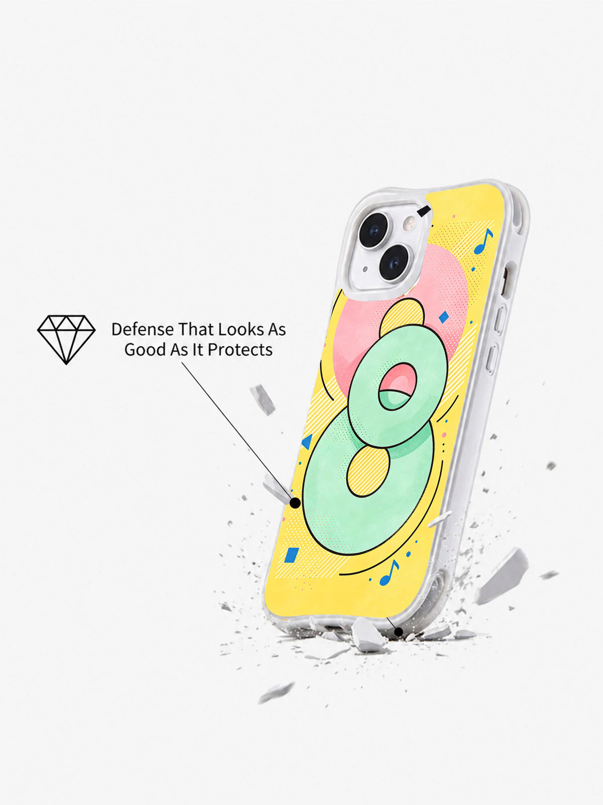 Sweet Orbit Lines iPhone 15 case lifestyle detail
