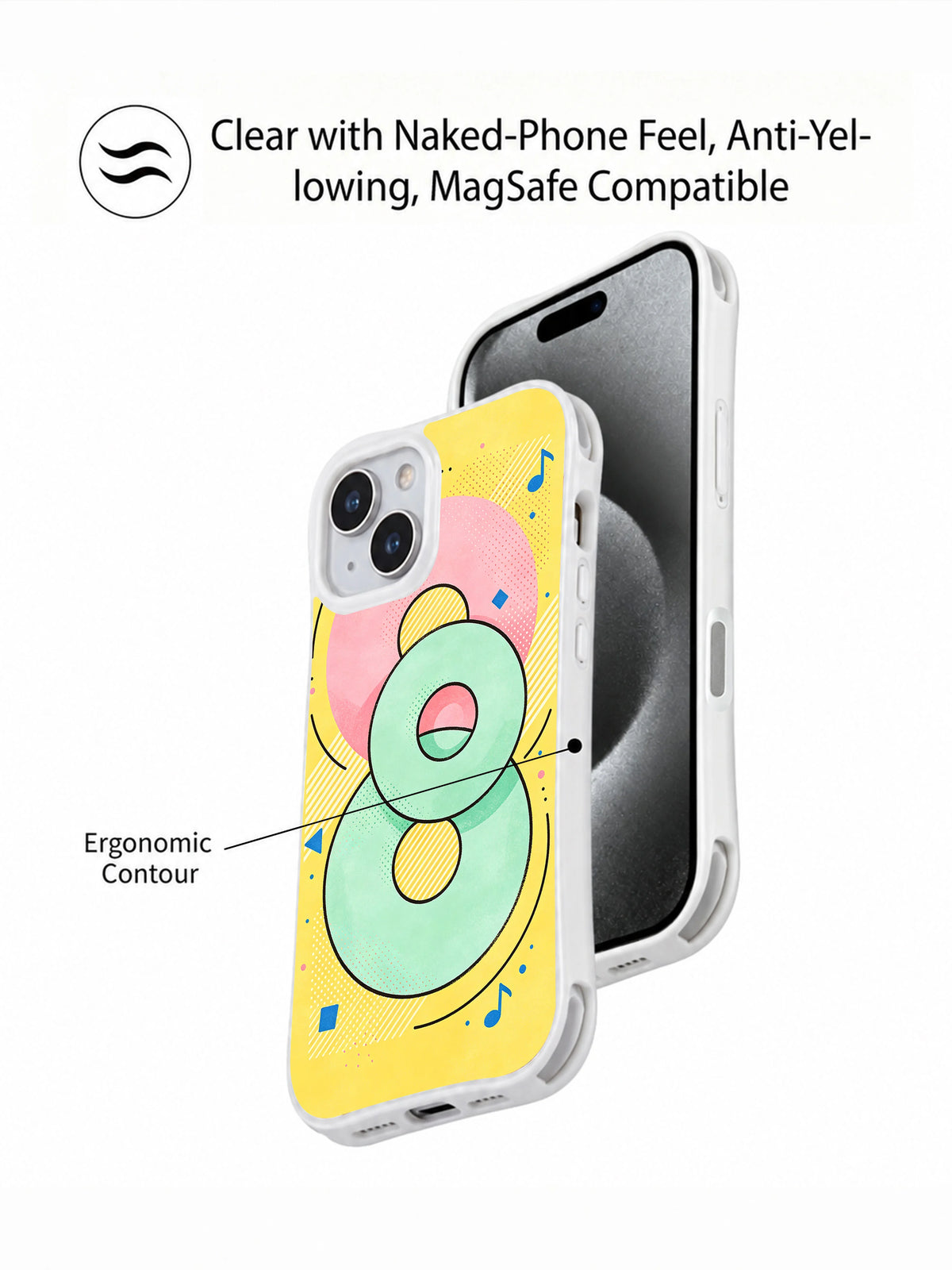 Sweet Orbit Lines iPhone 15 case protective design detail