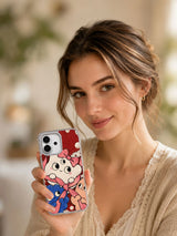 The Beautifully Crooked Bow iPhone 17 case lifestyle view