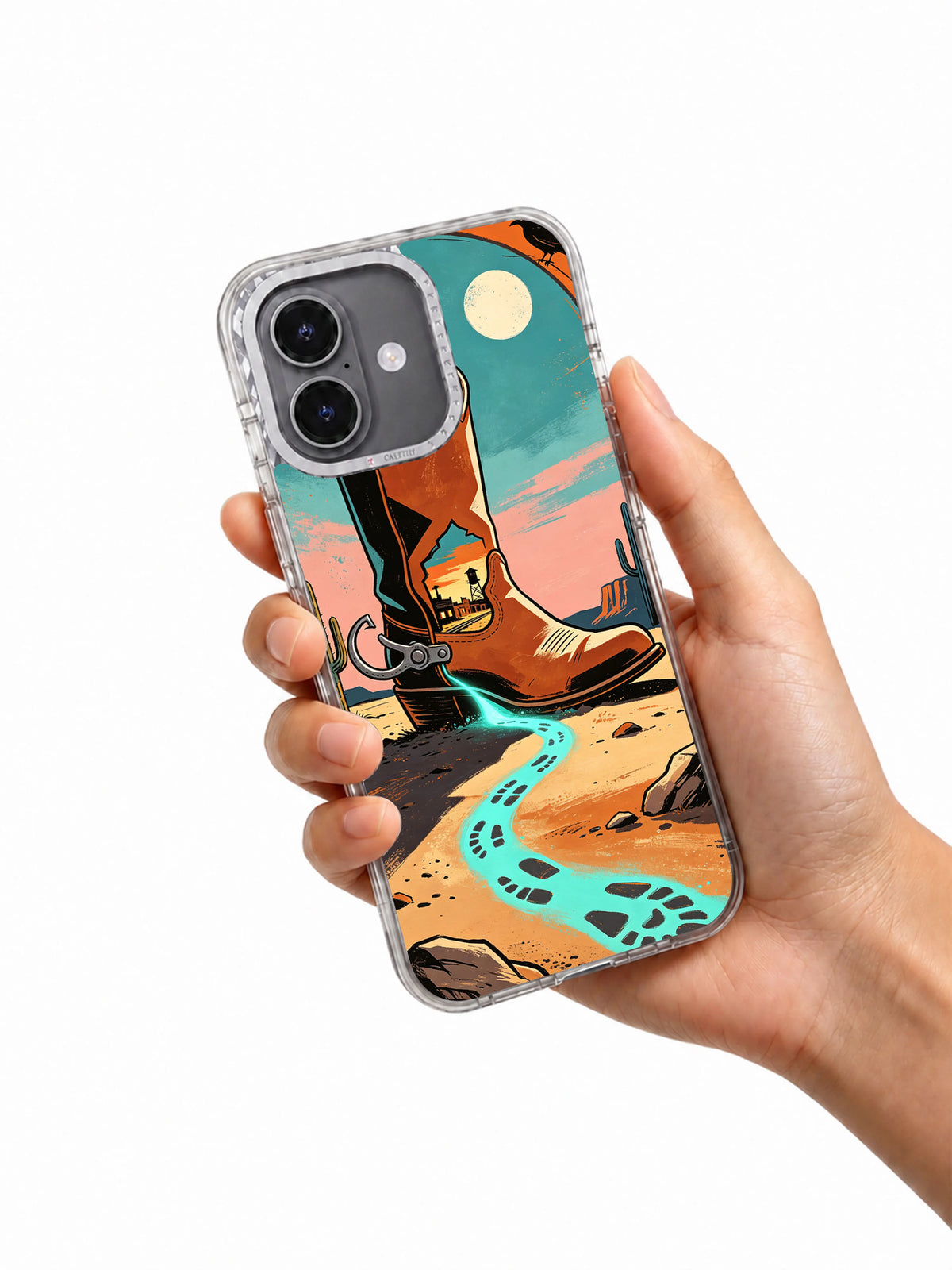 The Boot Beyond the Map iPhone 17 Case held in hand