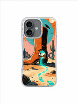 Turquoise Footprint Trail artwork on The Boot Beyond the Map iPhone 17 Case