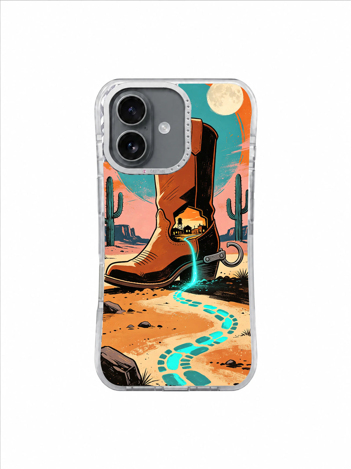 Abandoned Station Toe Town artwork on The Boot Beyond the Map iPhone 17 Case