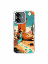 Dusty Pink Unmapped Road artwork on The Boot Beyond the Map iPhone 17 Case