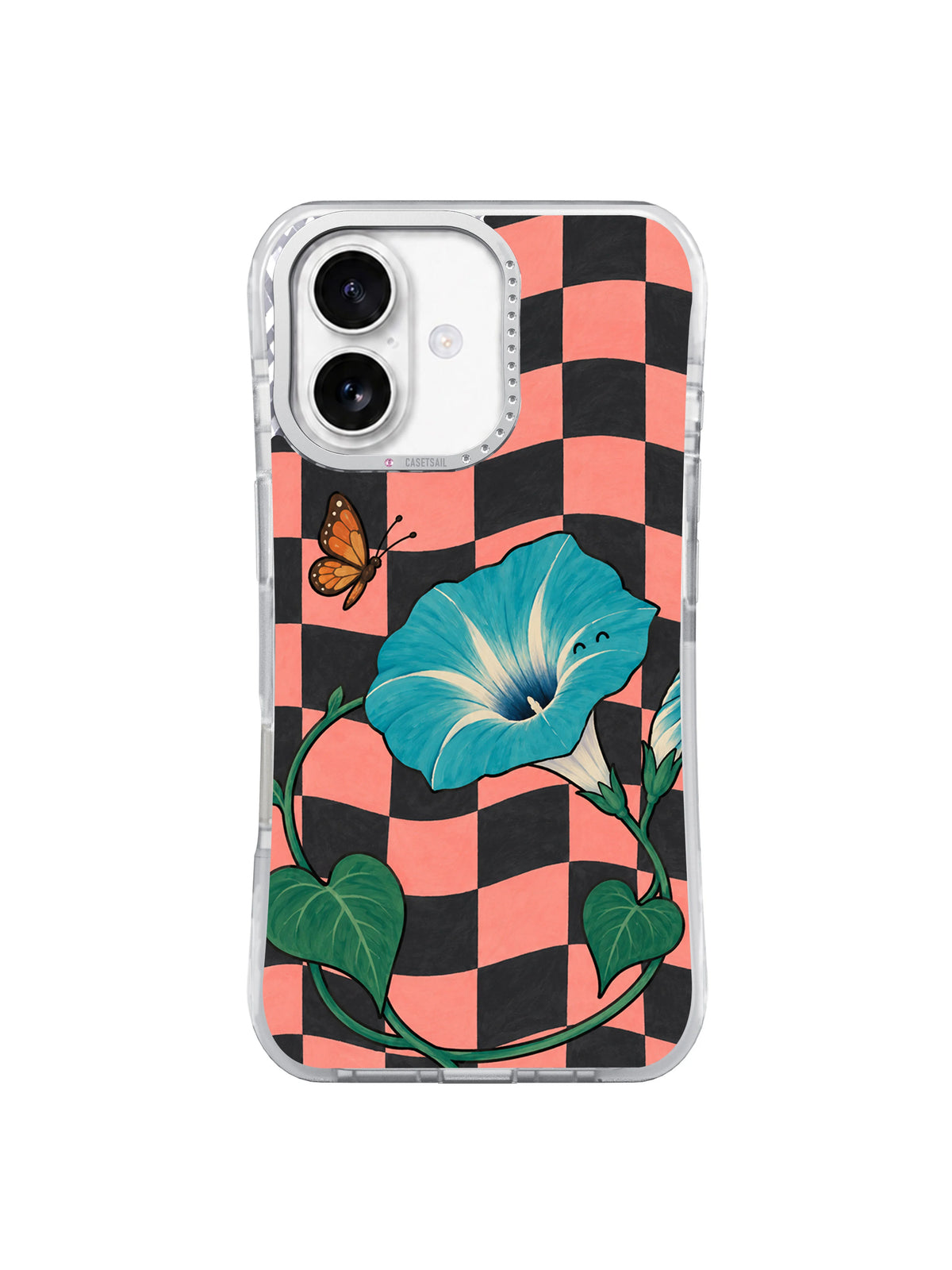 The Butterflys Blue Detour iPhone 17 case front view