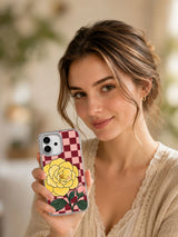 Marnie Bellwick camellia iPhone 17 case lifestyle portrait