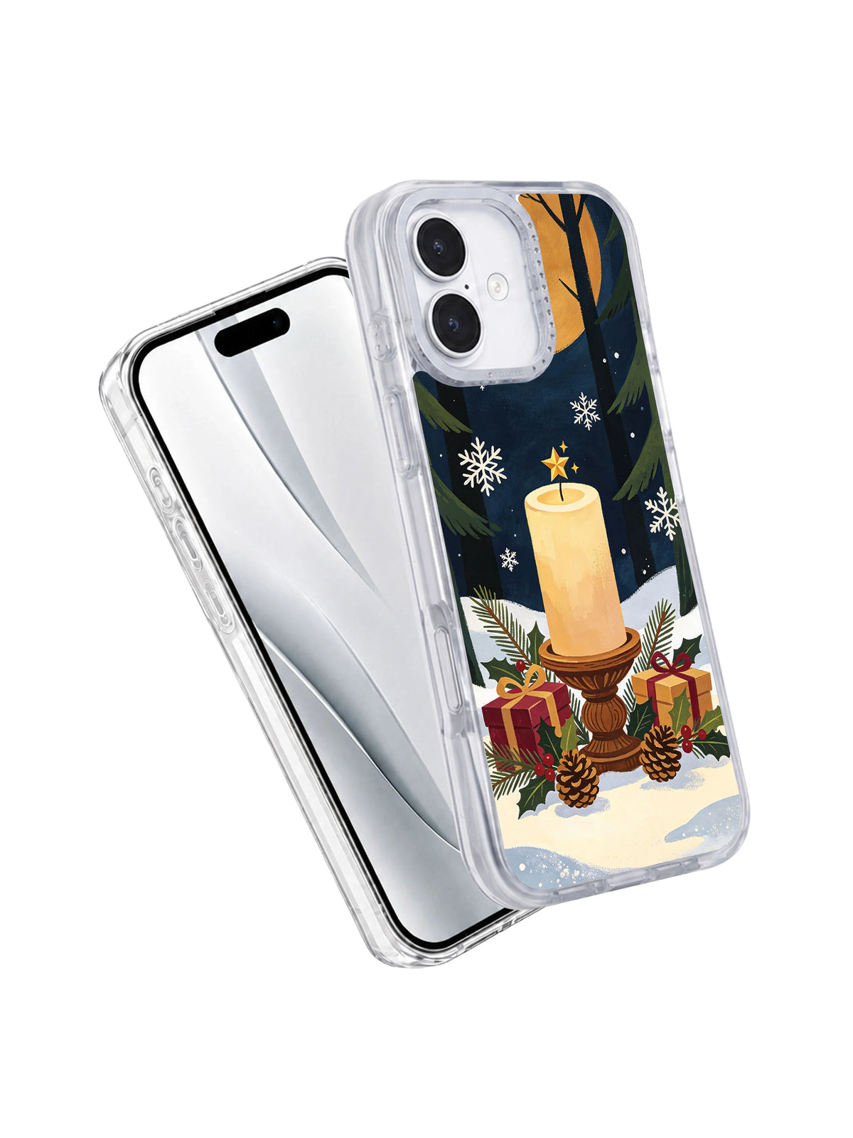 The Cedar Candle Keeps Watch iPhone 17 case angled detail view