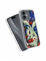 The Cherry Promise Post iPhone 17 Case angled view with black case presentation