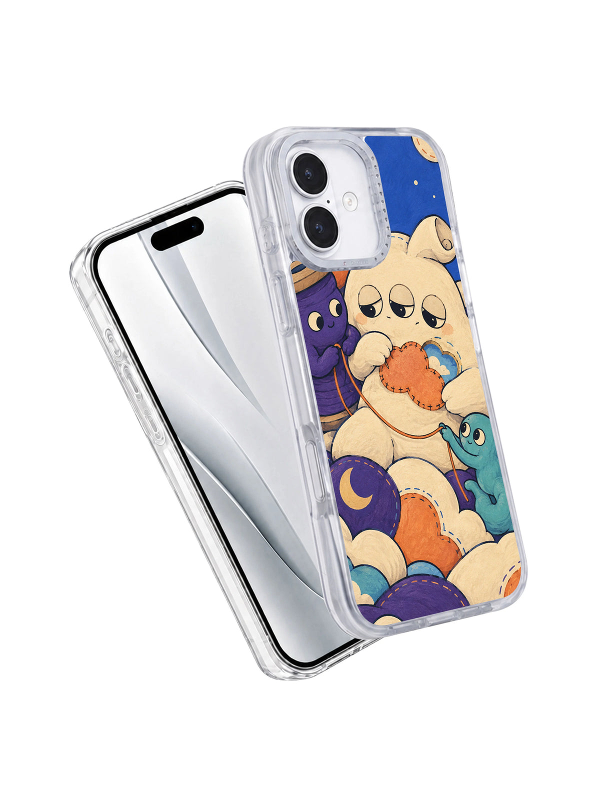 The Cloud Seam Workshop iPhone 17 Case angled view with white case edge
