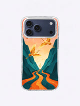 Three River Light crane and comet art on iPhone 17 Pro Max case