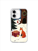 The Fox and the Last Parcel iPhone 17 case, fox by a hollow tree and ribboned parcel, pattern 3