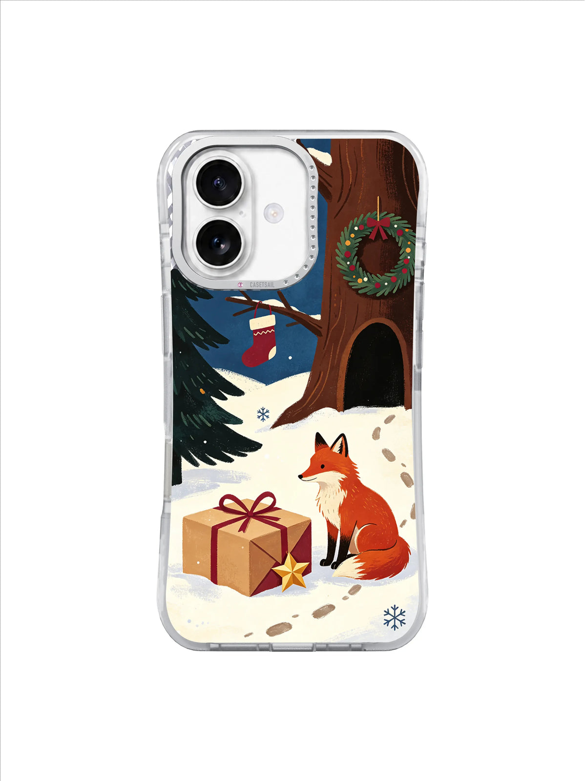 The Fox and the Last Parcel iPhone 17 case, fox with a warm parcel and star, pattern 5