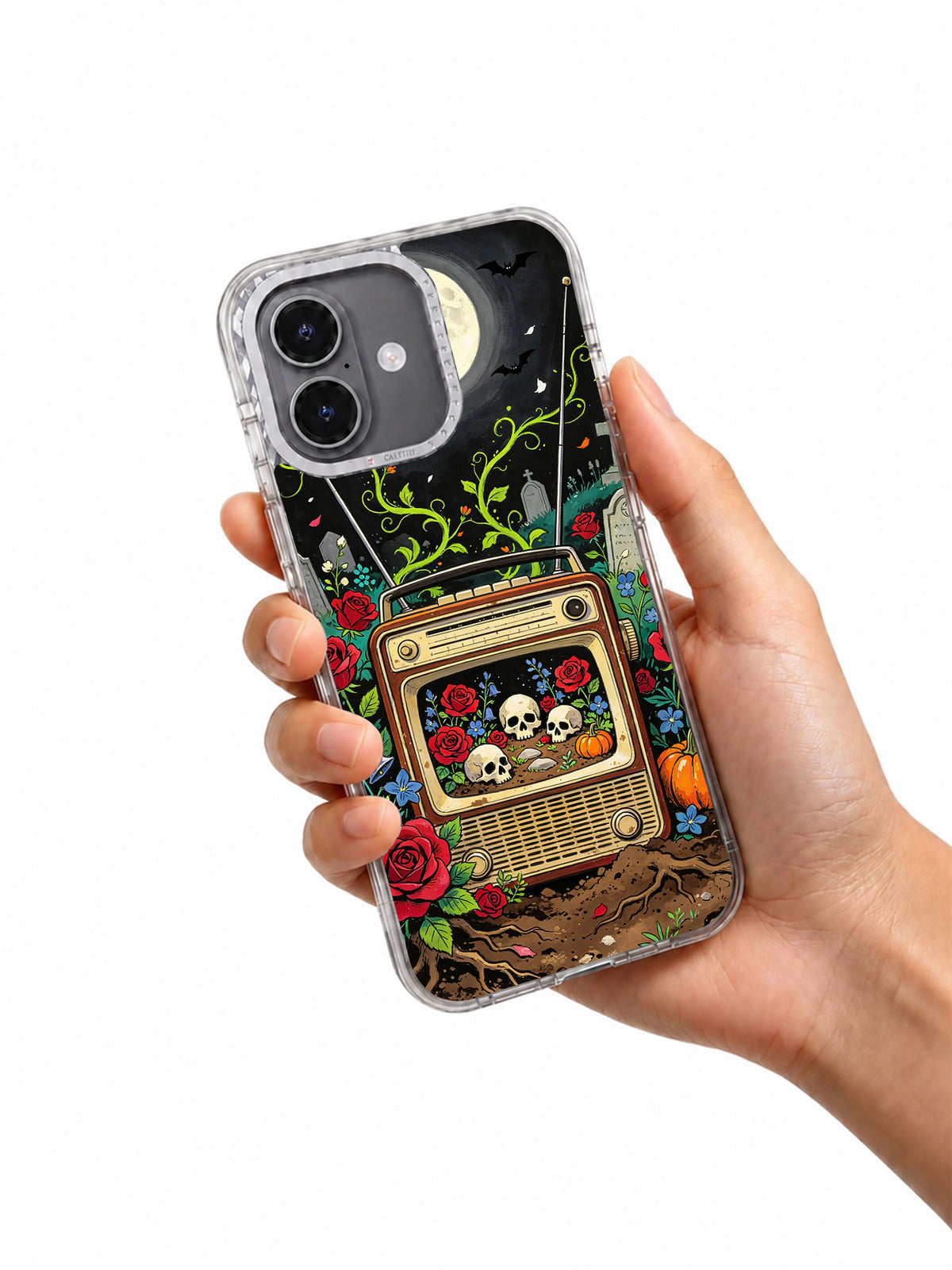 The Garden Frequency iPhone 17 Case held in hand