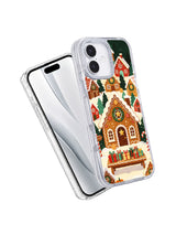 The Gingerbread Village Map iPhone 17 case angled detail view