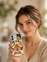 The Gingerbread Village Map iPhone 17 case holiday lifestyle view