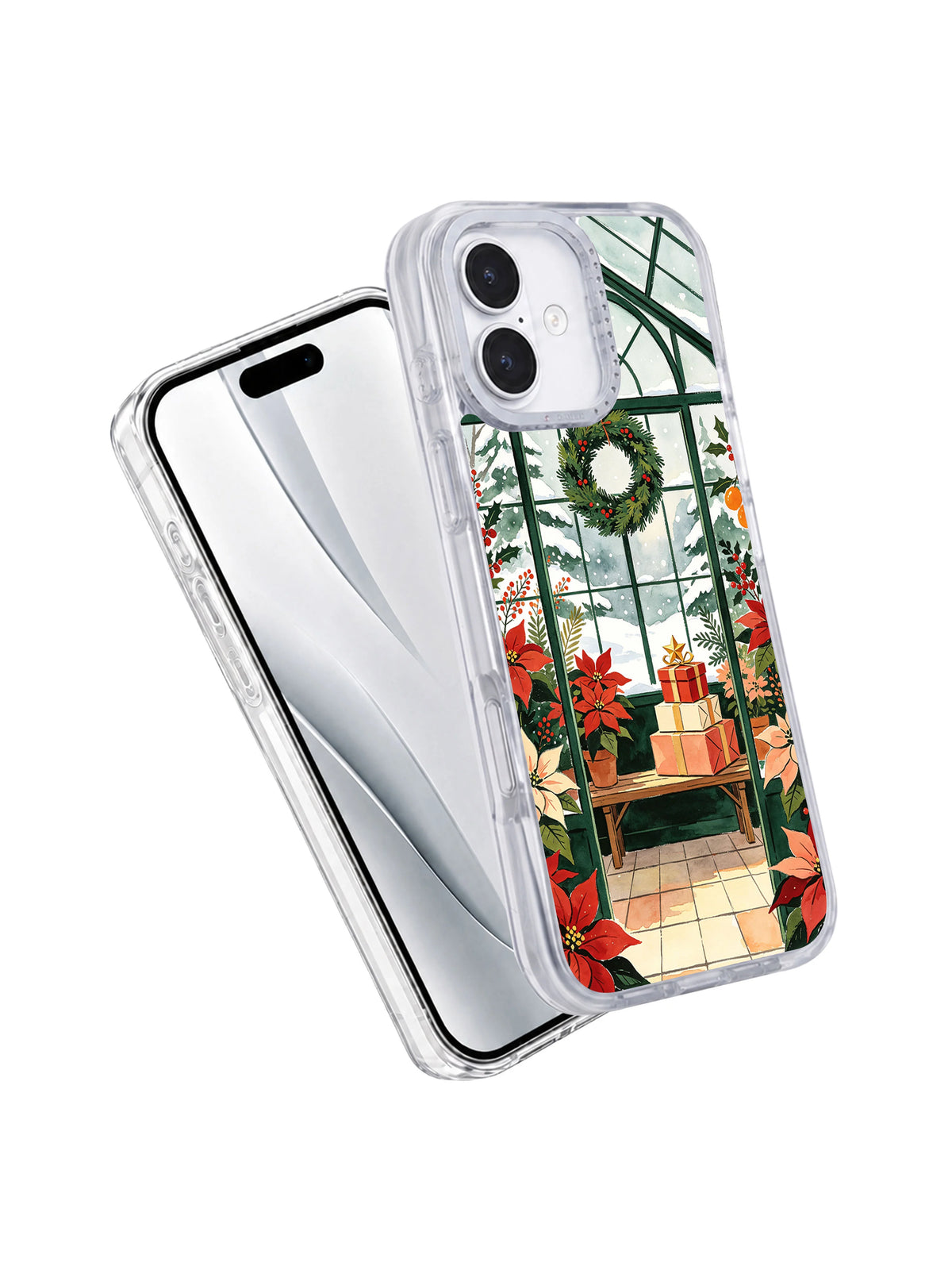 The Greenhouse of Red Blooms iPhone 17 case angled product detail