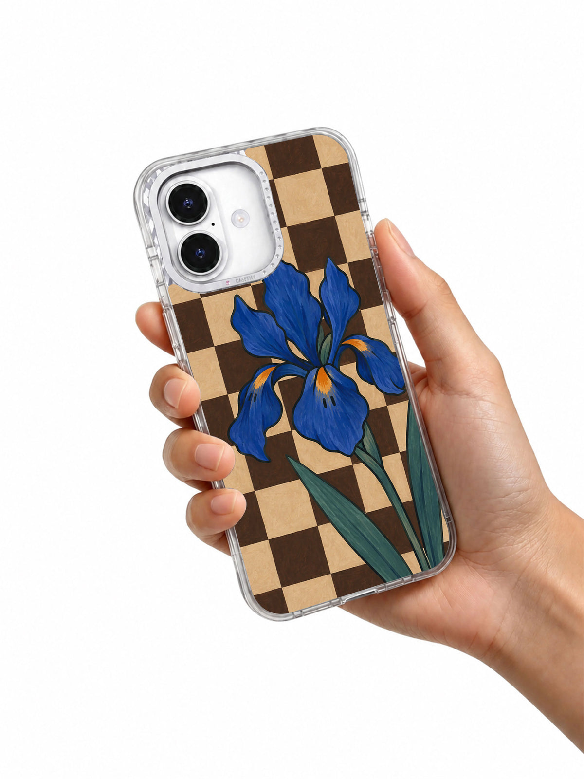 The Iris Holds Its Line iPhone 17 case shown in hand