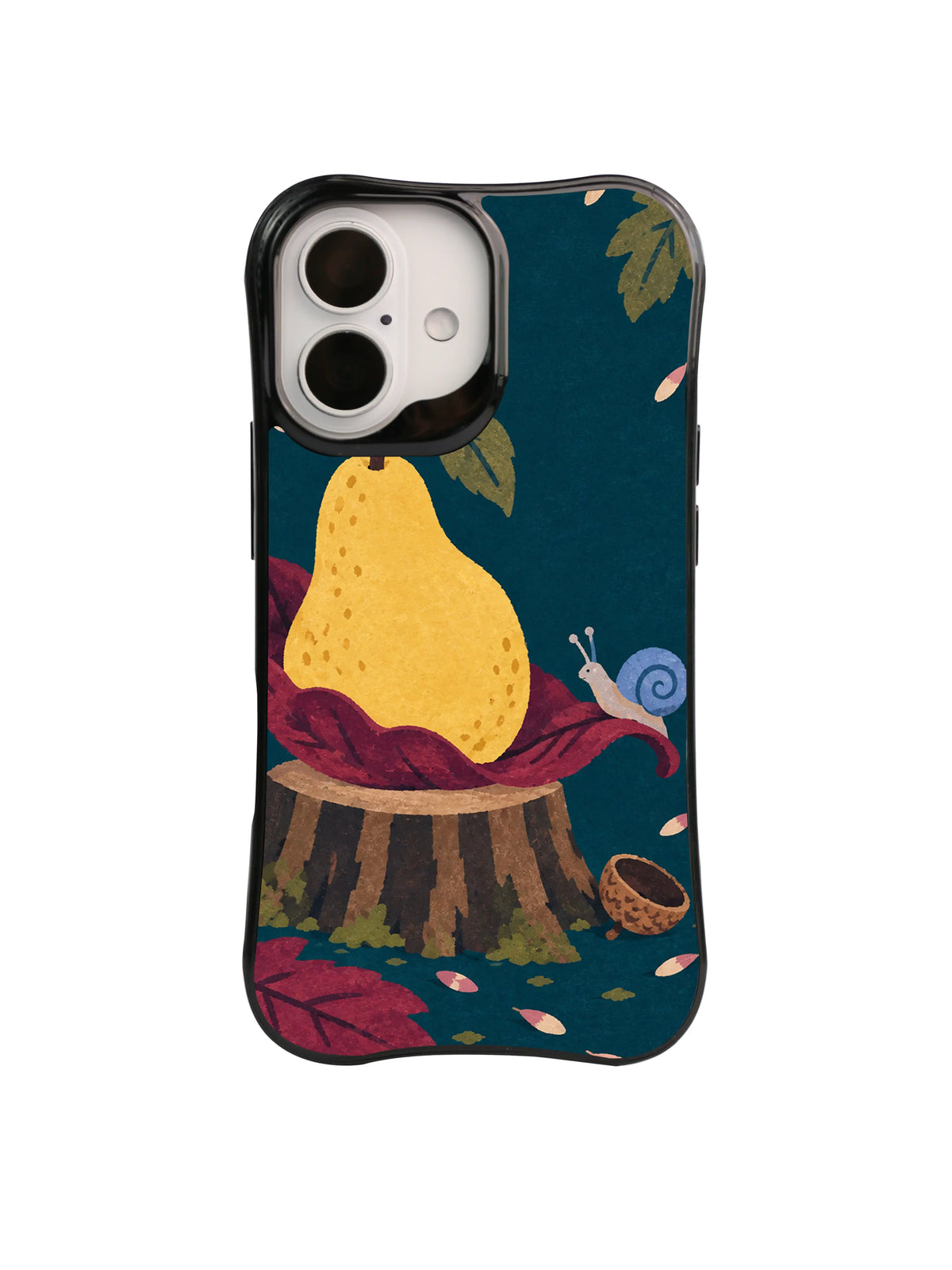 Burgundy Leaf Pear Seat pattern on iPhone 16 Case