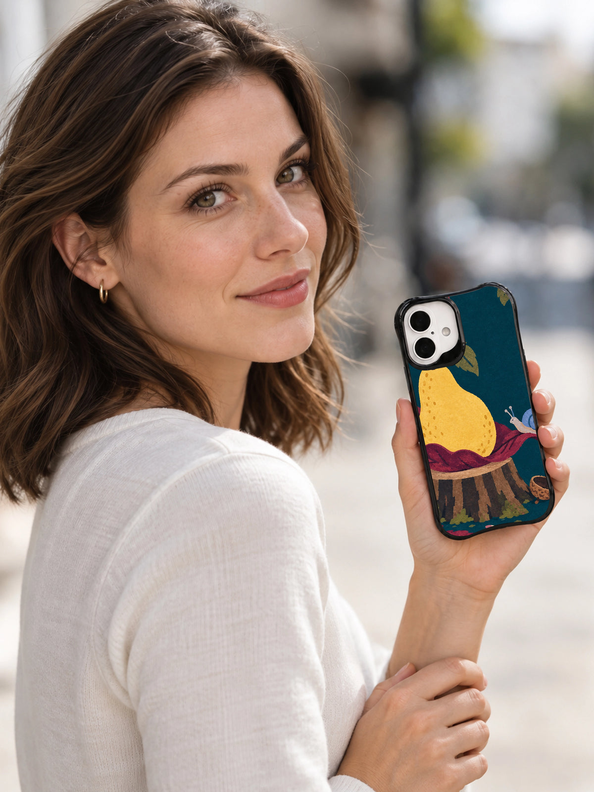 The Last Pear’s Seat iPhone 16 Case lifestyle view