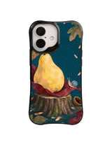 Teal Orchard Pear pattern on iPhone 16 Case