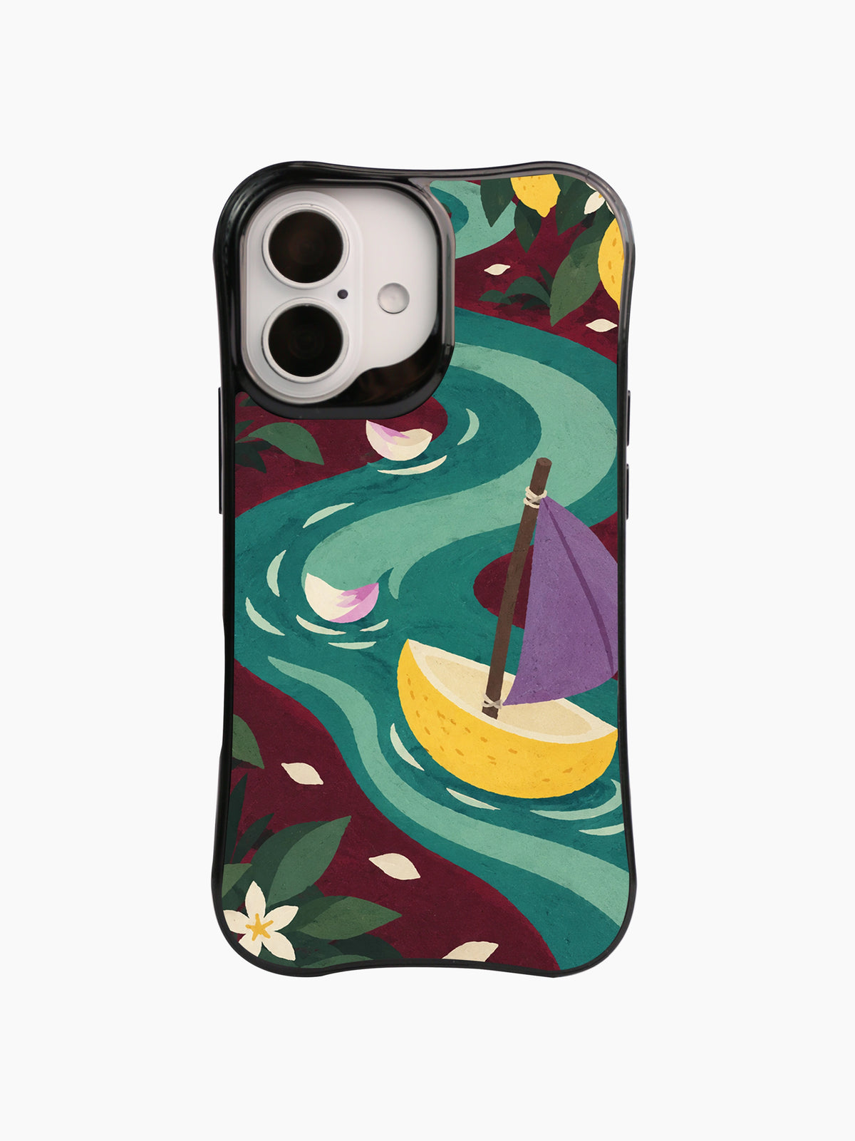 The Lemon Regatta lemon boat iPhone 16 case by Elowen Bramble