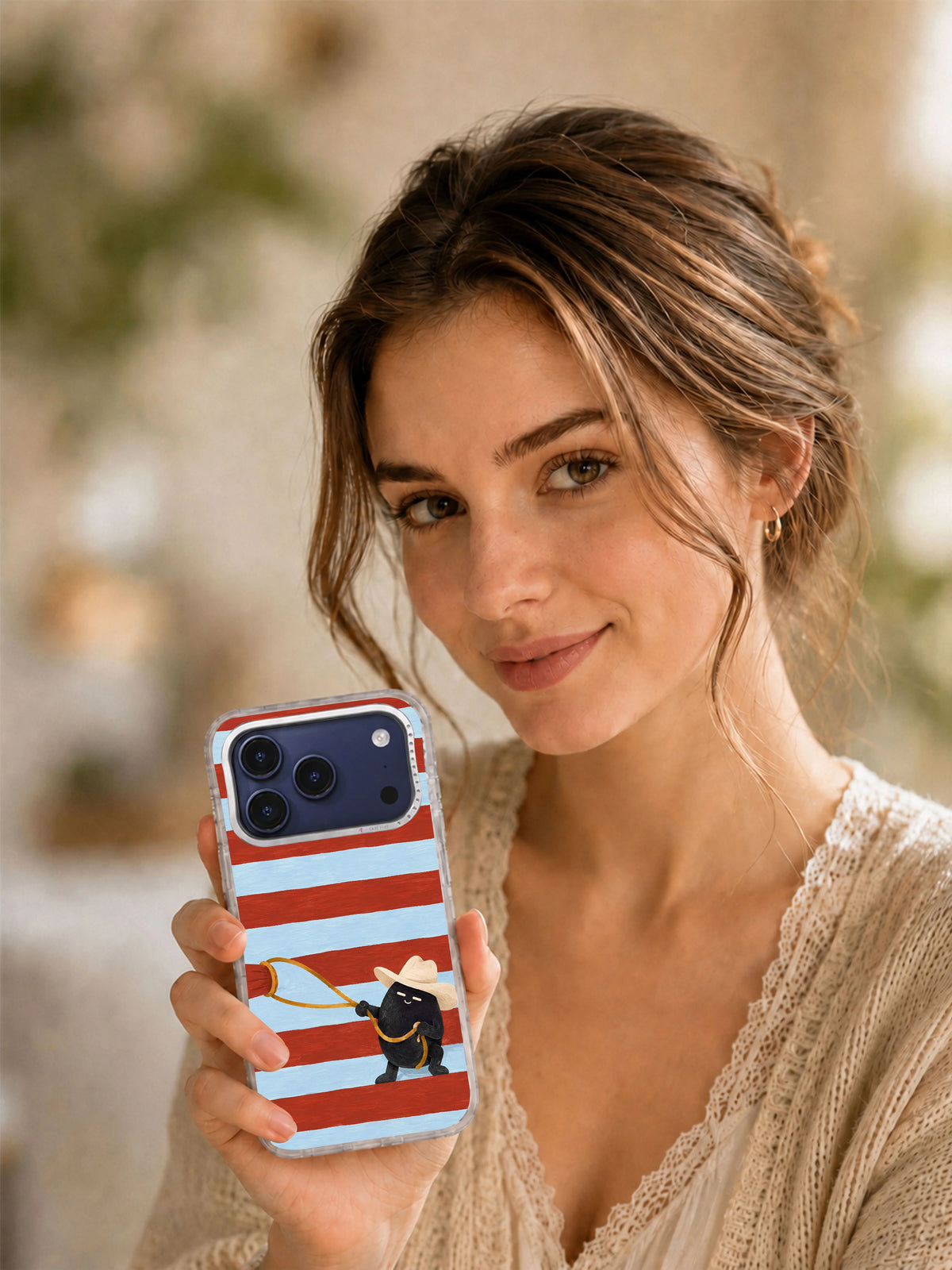 The Little Rust Rodeo iPhone 17 Pro case lifestyle view