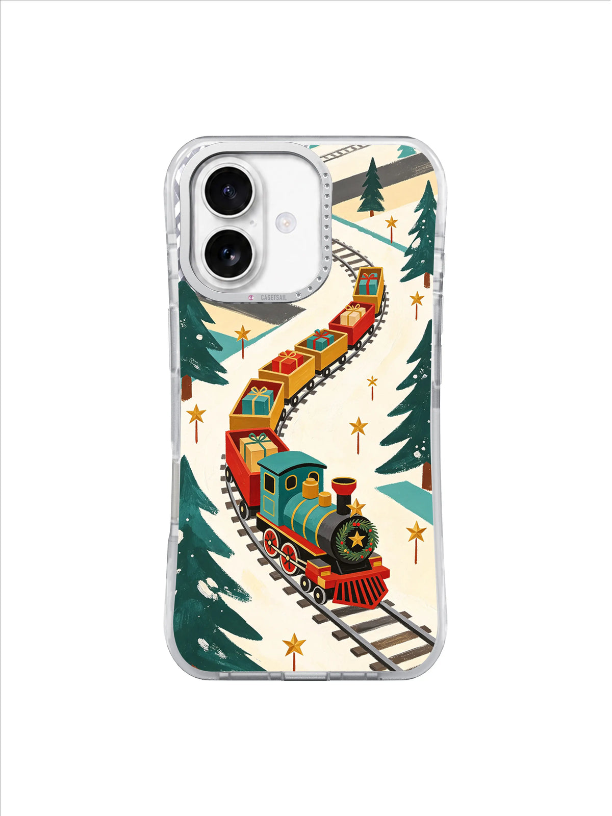 The Little Train of Thirty Gifts iPhone 17 case – Turquoise Gift Express pattern