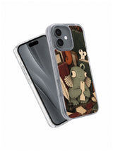 The Midnight Margin Patrol iPhone 17 Case angled view with black case edge