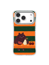 Plum Pear and Cherries artwork on iPhone 17 Pro case
