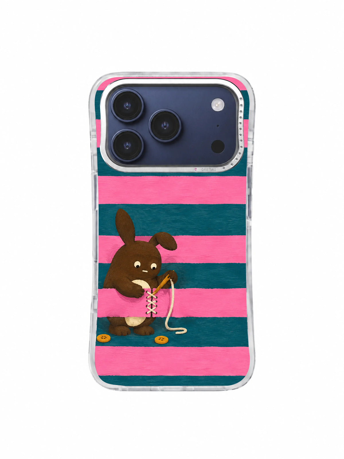 Ochre Needle Focus artwork on iPhone 17 Pro case