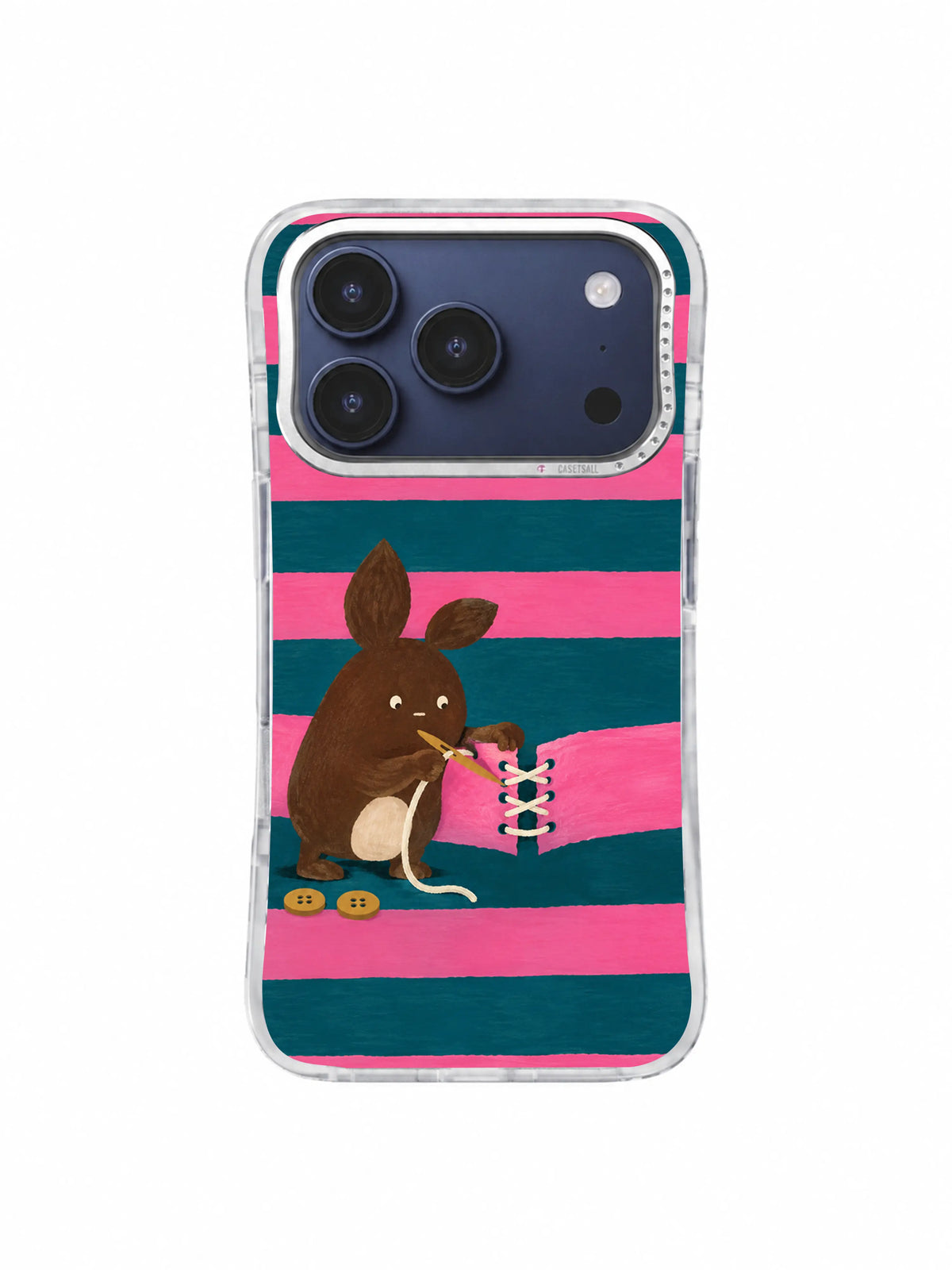 Visible Seam Love artwork on iPhone 17 Pro case