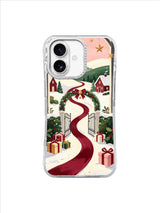 The Ribbon River to Home iPhone 17 case, snowy hills and gift-lined ribbon path, pattern 3