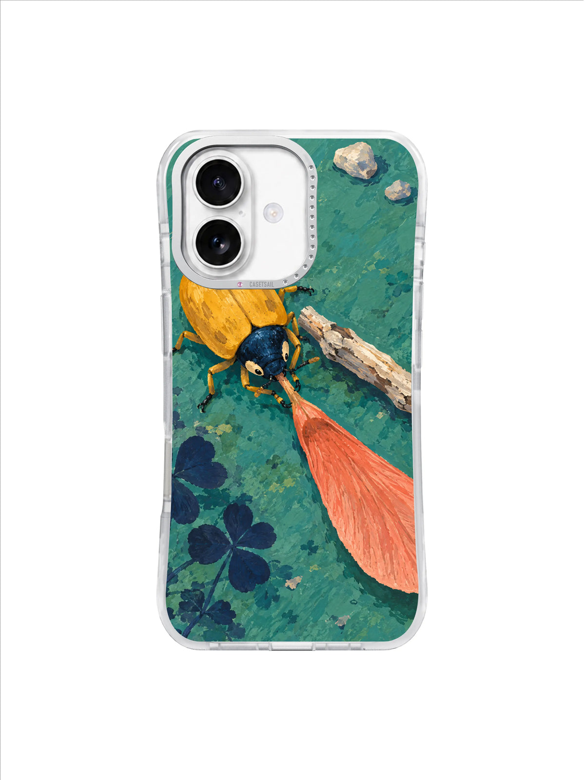 Coral Winged Seed pattern on iPhone 17 Case
