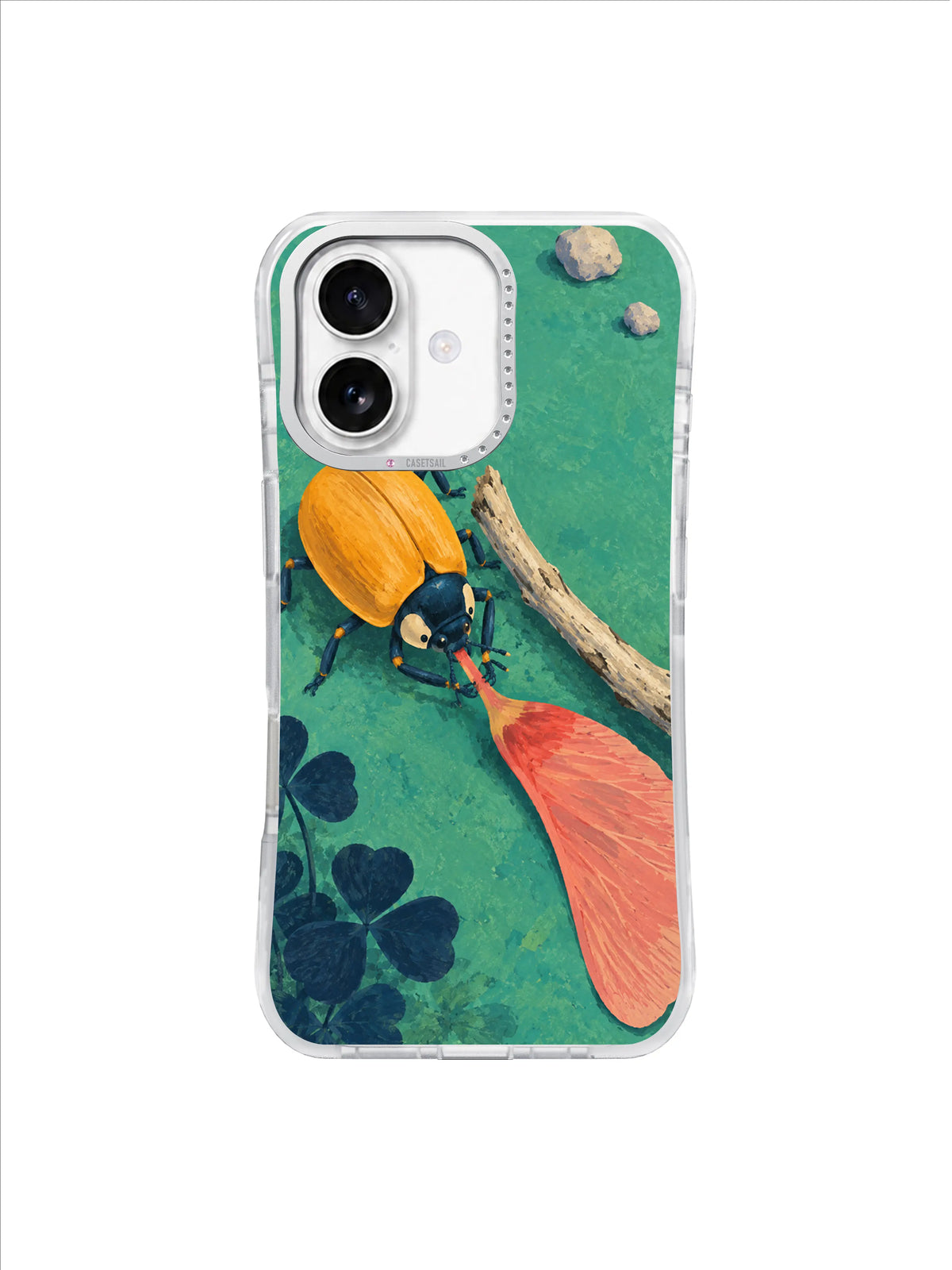 Turquoise Discovery Beetle pattern on iPhone 17 Case