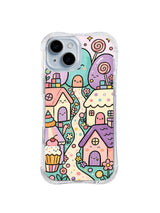 Candy Melody Village: Yuvarlak pastel evler, şekerlemeler ve çiçekler neşeli köyü doldurur.