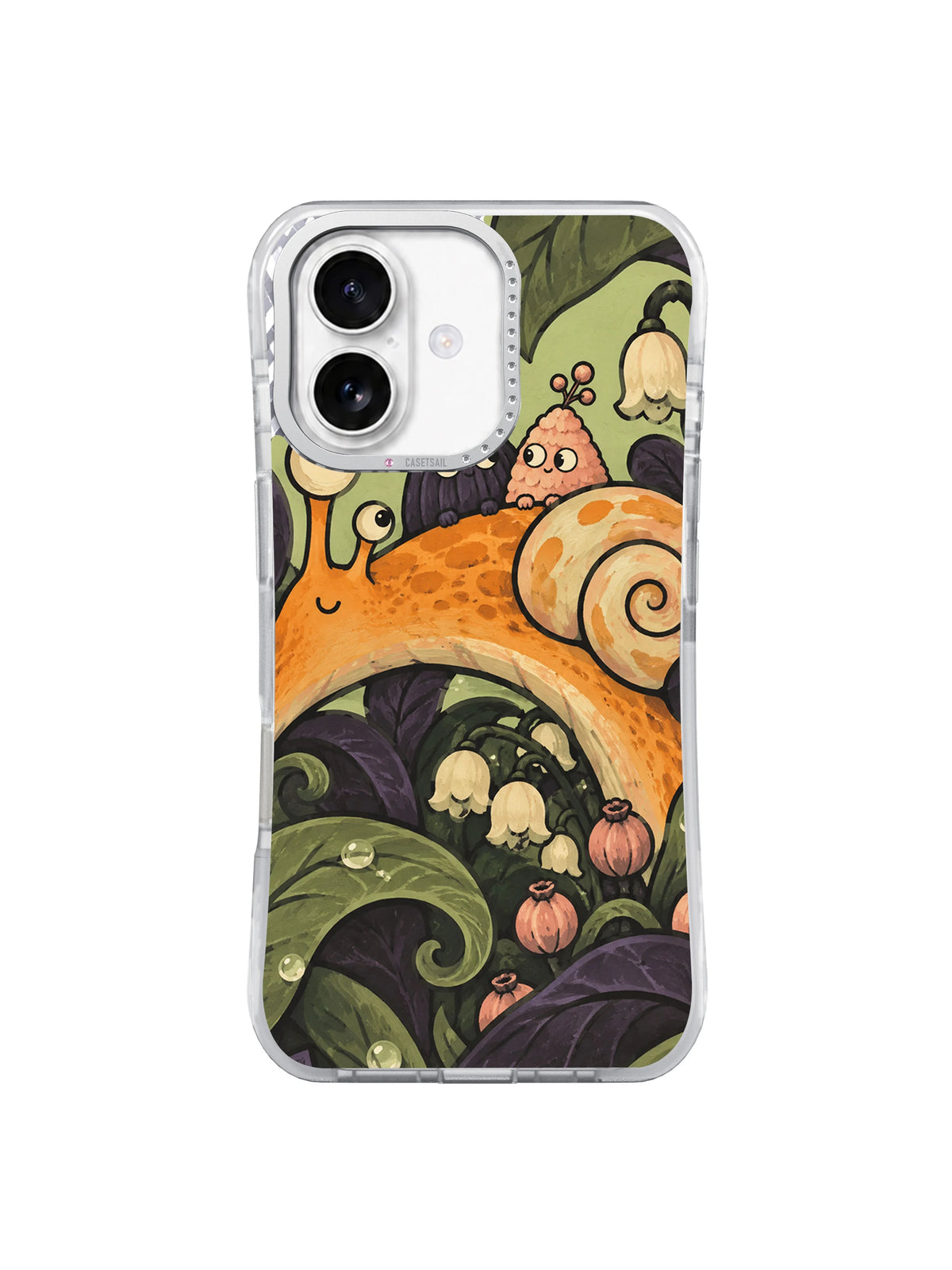 Front view of The Snail Bus Takes Its Time iPhone 17 case by Tessa Brindle