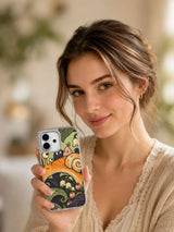 Lifestyle view of The Snail Bus Takes Its Time iPhone 17 case