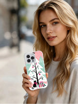 Woman holding The Star Above Snowtail black cat Christmas iPhone 15 Pro case