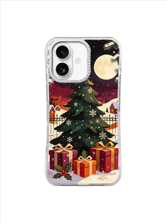 The Star That Found Christmas Eve iPhone 17 case with evergreen, gifts and cream moon