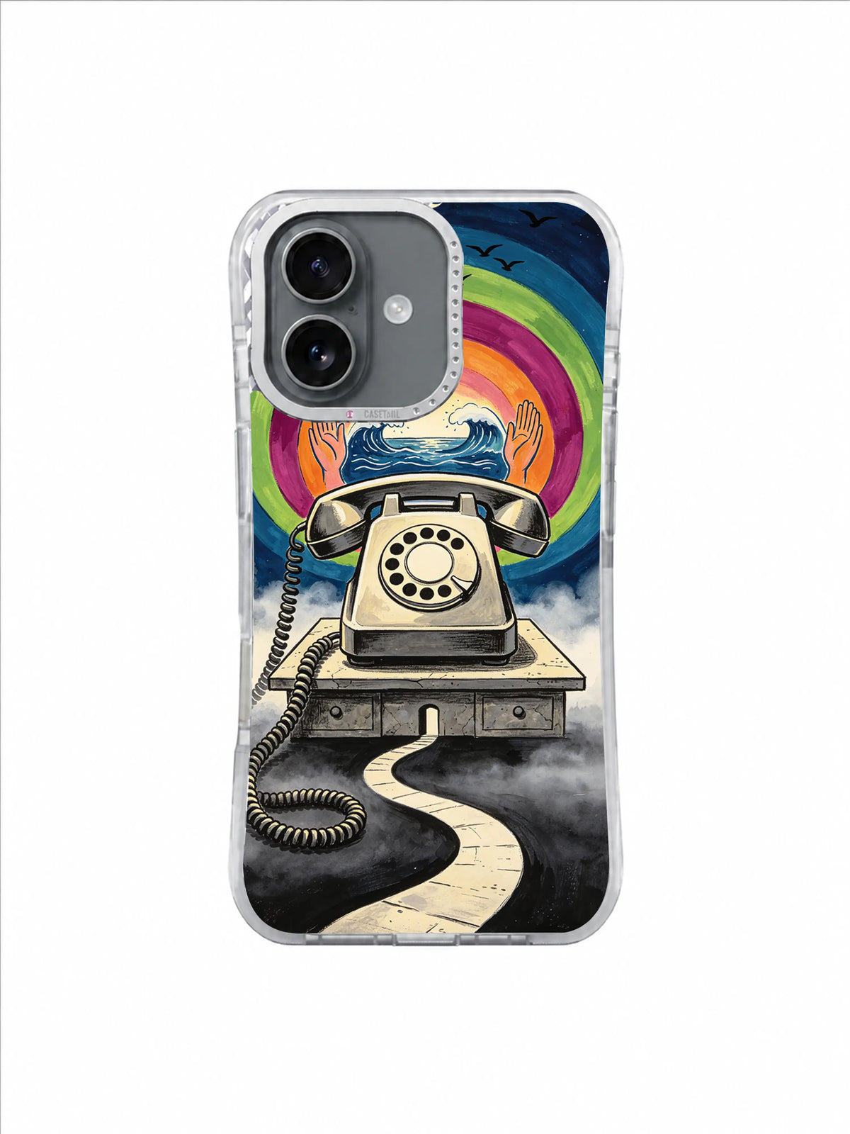 Spiral Sound Future Path artwork on The Tomorrow Receiver iPhone 17 Case