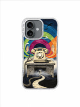 Magenta Green Tomorrow Waves artwork on The Tomorrow Receiver iPhone 17 Case