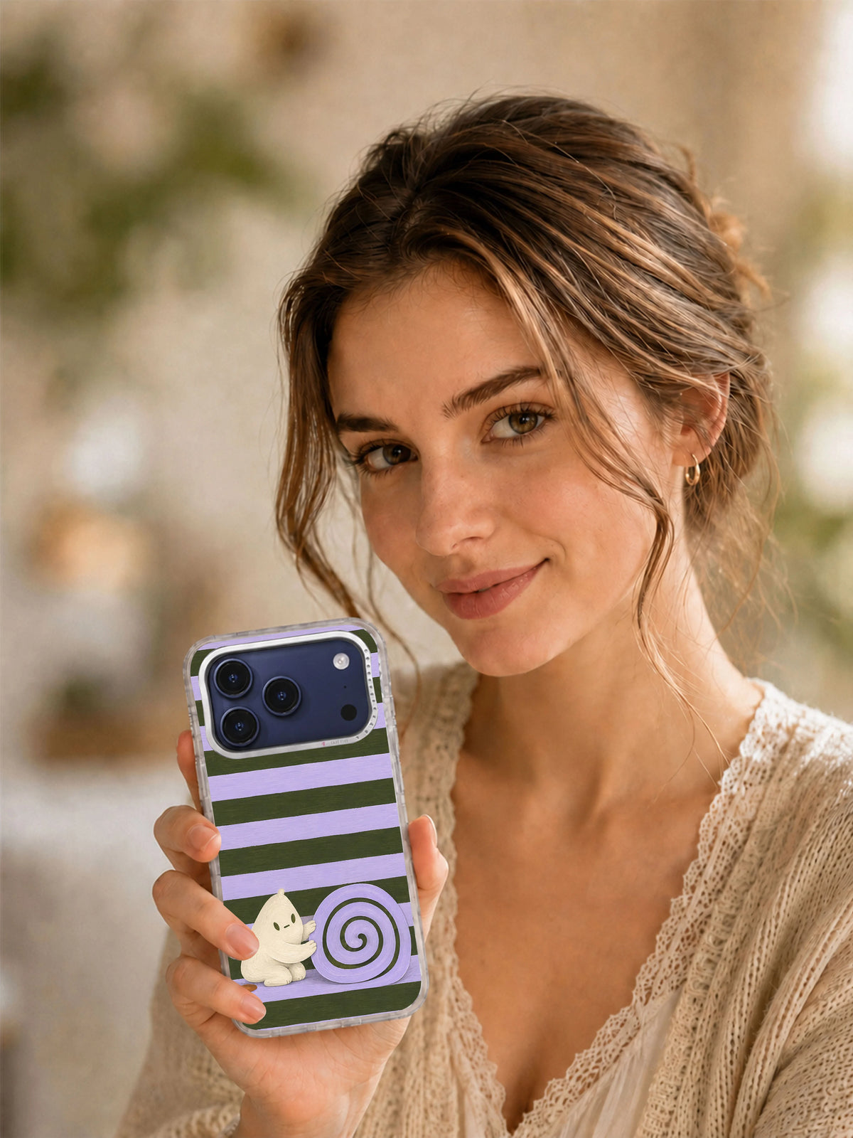 The Unhurried Spiral iPhone 17 Pro case lifestyle view