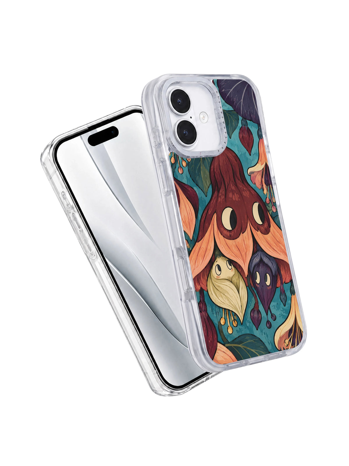 Angled view of The Upside-Down Bloom iPhone 17 case