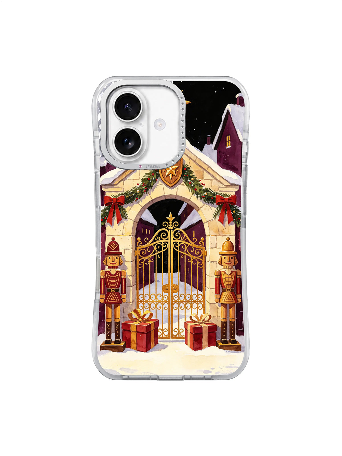 The Wooden Guard’s Golden Gate iPhone 17 case – Plum Rooftop Watch pattern