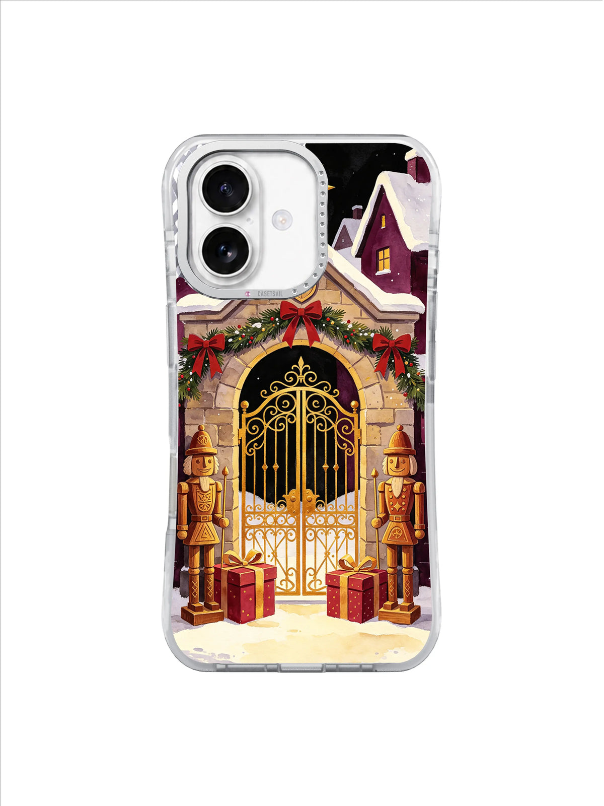 The Wooden Guard’s Golden Gate iPhone 17 case – Midnight Toy Sentinels pattern
