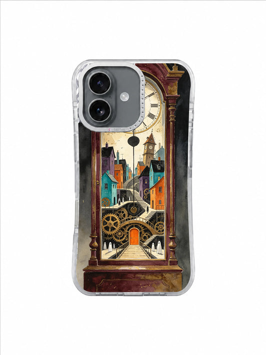 Bronze Bridge to Tomorrow clock-city iPhone case artwork
