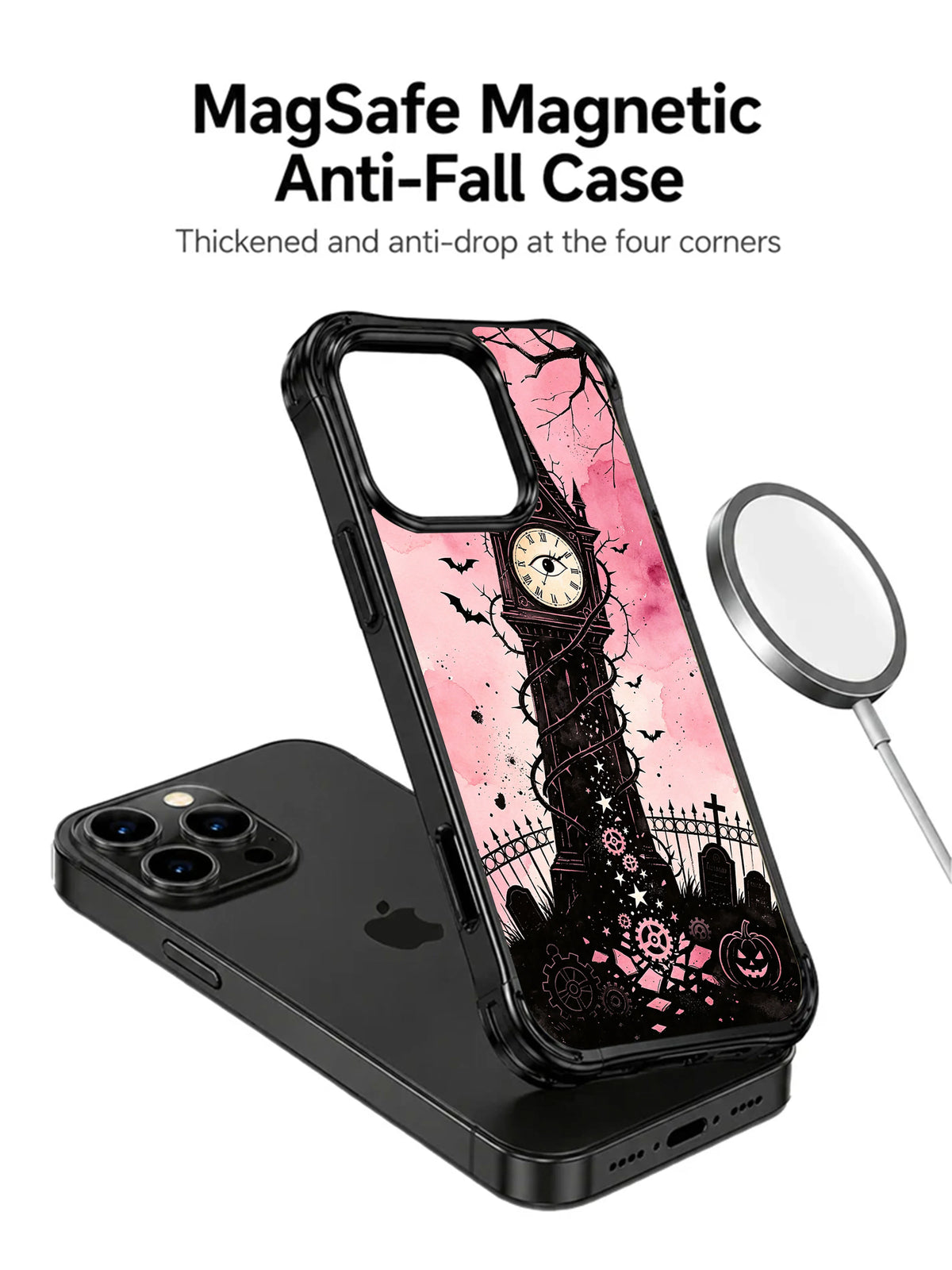 Pink gothic clocktower iPhone 13 Pro case camera detail