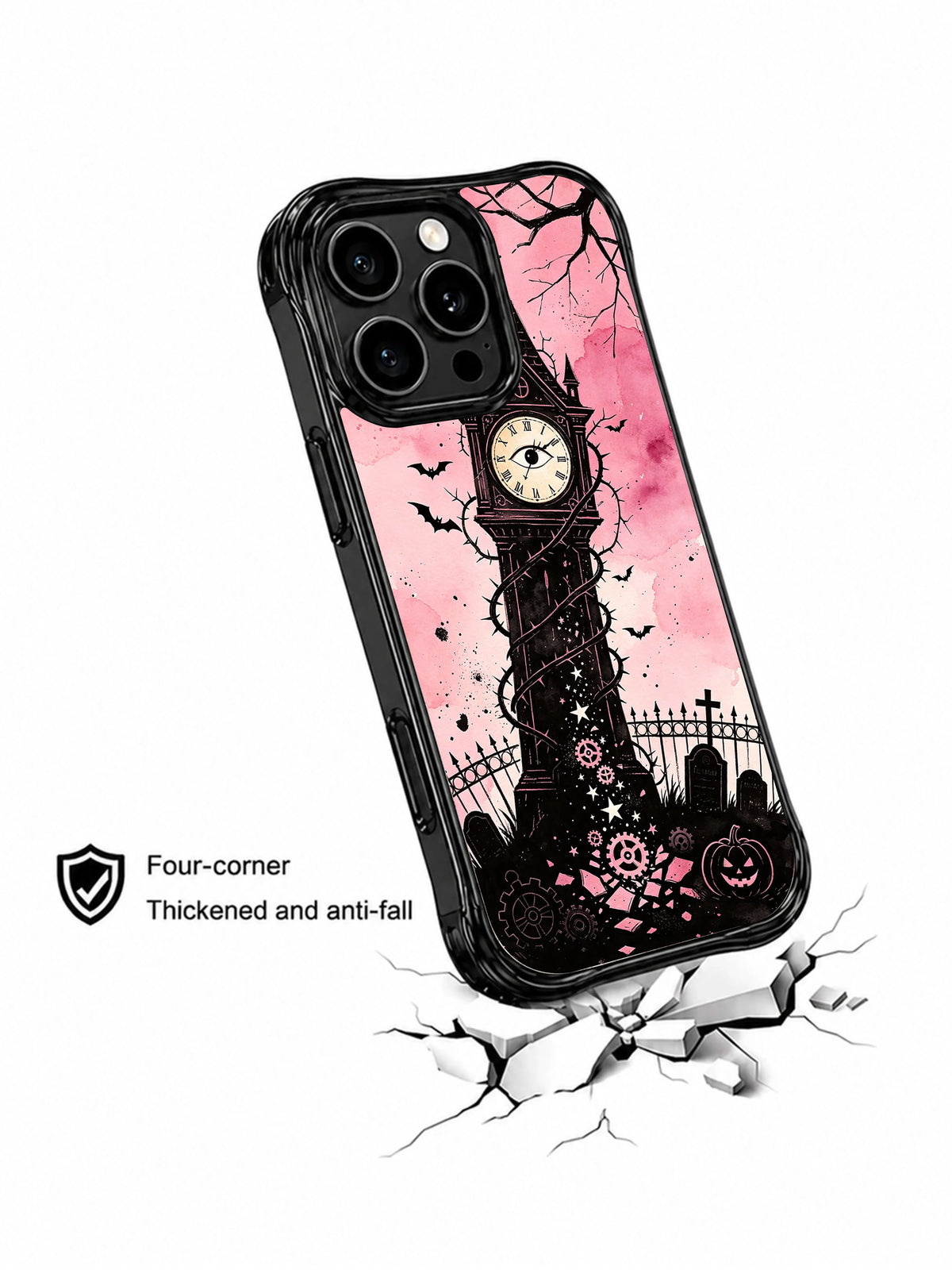 Thirteenth-Hour Clocktower illustrated phone case lifestyle view