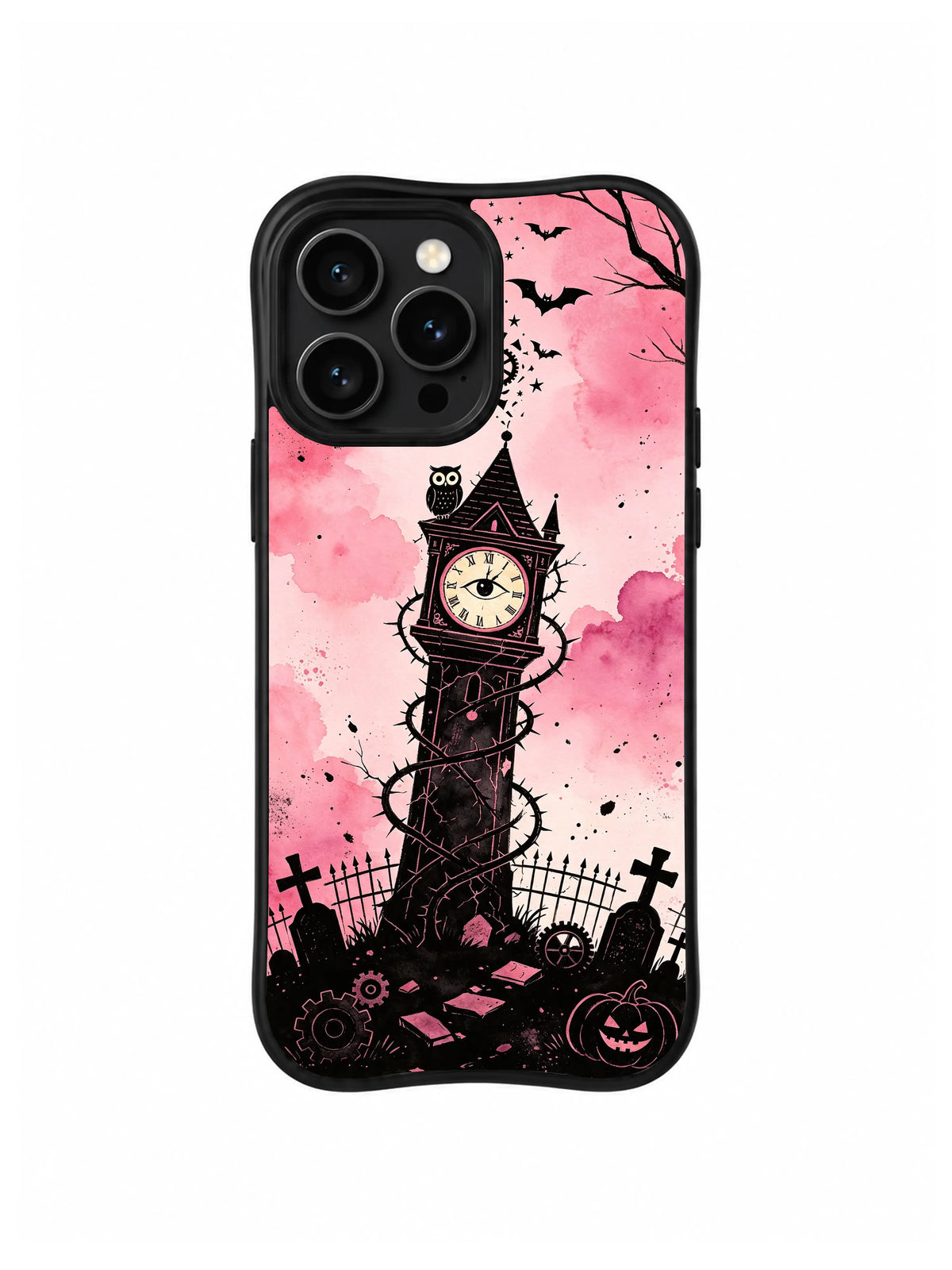 Thorn Clock Graveyard pink and black iPhone 13 Pro case